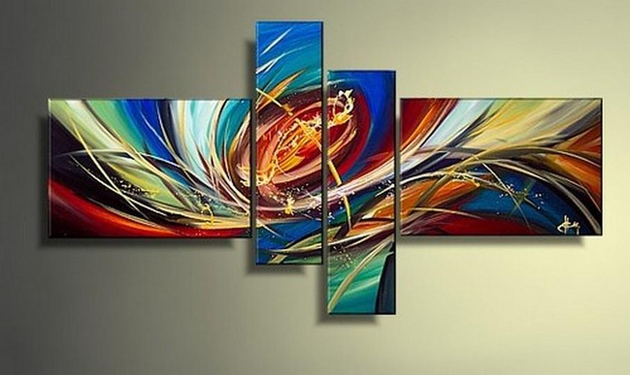 Colorful Lines, Contemporary Abstract Painting, Acrylic Modern Paintings, 4 Piece Wall Art Paintings, Living Room Canvas Painting, Hand Painted Art, Simple Modern Art-Grace Painting Crafts