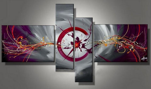 Large Canvas Art Painting, Large Wall Paintings for Living Room, Abstract Canvas Painting, 4 Panel Canvas Painting, Hand Painted Art on Canvas-Grace Painting Crafts
