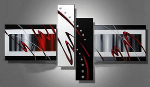 Abstract Lines Painting, Canvas Art Painting, Acrylic Art Paintings, Living Room Wall Art Ideas, 4 Panel Wall Art, Hand Painted Canvas Art-Grace Painting Crafts