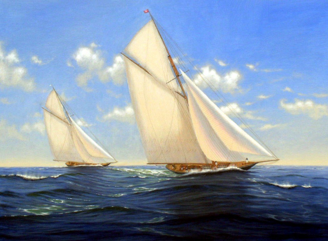 Canvas Painting, Oil Painting, Canvas Art, Seascape Painting, Wall Art, Large Painting, Dining Room Wall Art, Canvas Oil Painting, Canvas Art, Sailing Boat at Sea-Grace Painting Crafts