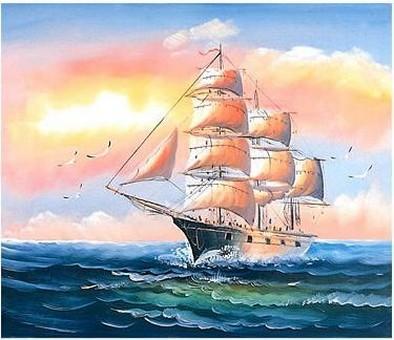 Canvas Wall Art, Canvas Art, Oil Painting, Canvas Painting, Seascape Painting, Wall Art, Large Painting, Canvas Oil Painting, Canvas Art, Sailing Boat at Sea-Grace Painting Crafts