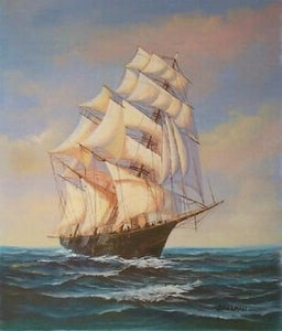 Large Oil Painting, Canvas Painting, Seascape Painting, Wall Art, Large Painting, Canvas Oil Painting, Canvas Art, Sailing Boat at Sea-Grace Painting Crafts