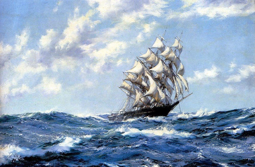 Oil Painting, Canvas Art, Canvas Painting, Seascape Painting, Wall Art, Large Painting, Dining Room Wall Art, Canvas Oil Painting, Canvas Art, Sailing Boat at Sea-Grace Painting Crafts