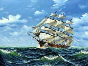 Canvas Art, Canvas Painting, Seascape Painting, Big Ship, Oil Painting, Wall Art, Large Painting, Dining Room Wall Art, Canvas Oil Painting, Canvas Art, Boat at Sea-Grace Painting Crafts