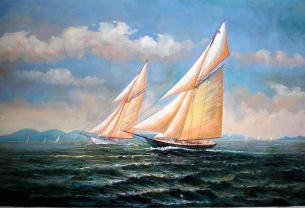 Living Room Wall Art, Canvas Art, Oil Painting, Canvas Painting, Seascape Painting, Wall Art, Large Painting, Canvas Oil Painting, Canvas Art, Sailing Boat at Sea-Grace Painting Crafts