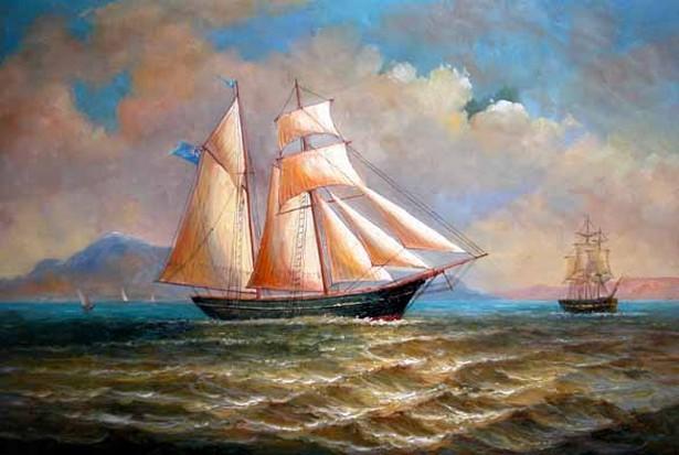 Seascape Painting, Canvas Painting, Wall Art, Oil Painting, Canvas Art, Large Painting, Dining Room Art Decor, Art Painting, Canvas Art, Sailing Boat at Sea-Grace Painting Crafts