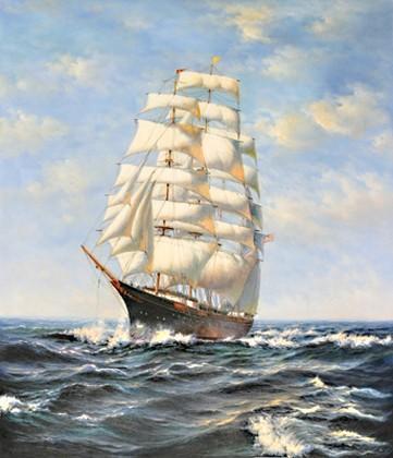 Wall Art, Seascape Oil Painting, Canvas Art Painting, Canvas Art, Sailing Boat at Sea, Canvas Art, Canvas Painting, Oil Painting, Large Painting, Dining Room Wall Art-Grace Painting Crafts