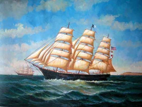 Living Room Wall Art, Canvas Art, Canvas Painting, Oil Painting, Seascape Painting, Wall Art, Large Painting, Canvas Oil Painting, Canvas Art, Sailing Boat at Sea-Grace Painting Crafts