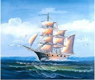 Canvas Art, Large Art, Seascape Painting, Canvas Painting, Wall Art, Large Painting, Bedroom Wall Art, Canvas Oil Painting, Canvas Art, Boat at Sea-Grace Painting Crafts