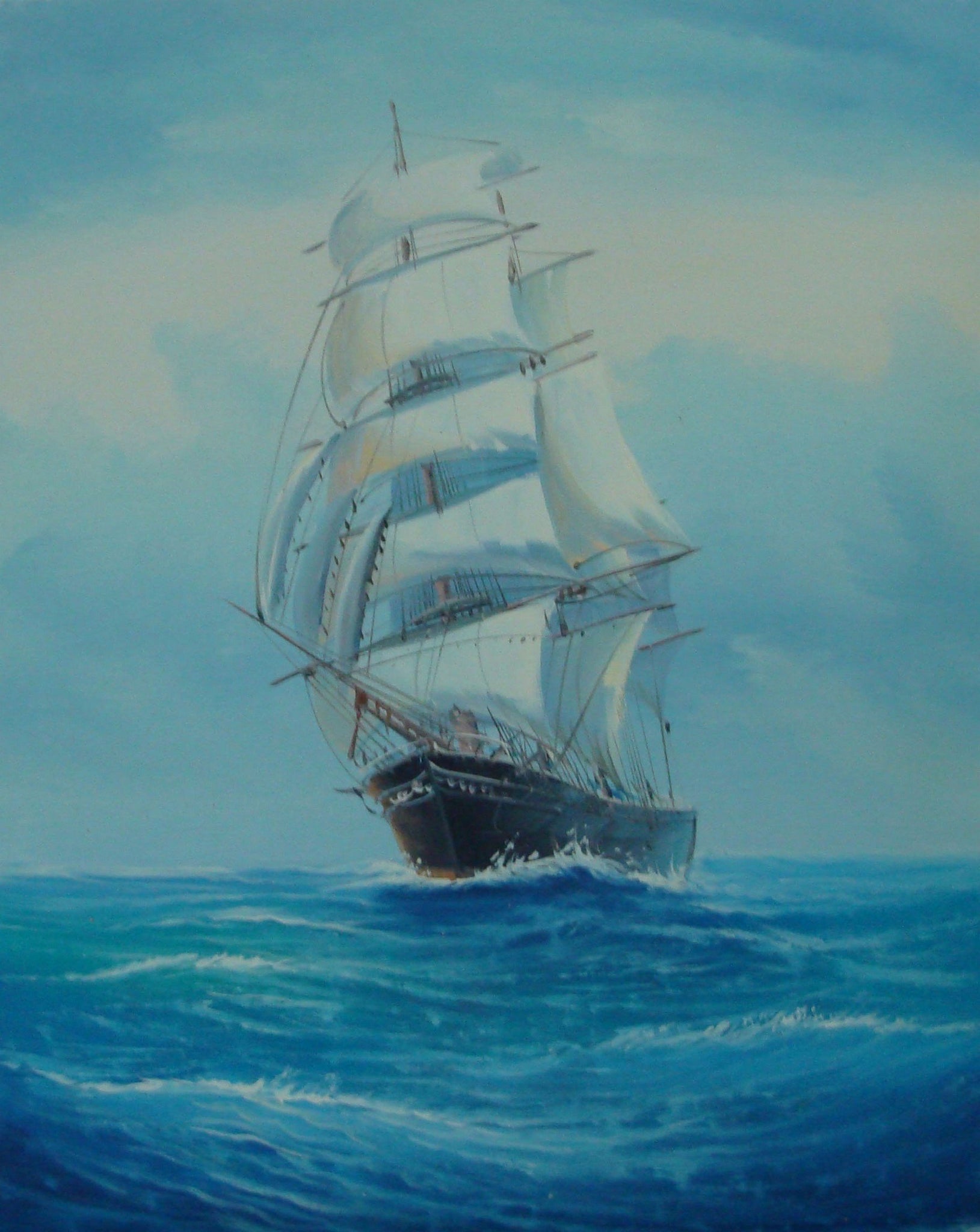 Canvas Art, Canvas Painting, Wall Art, Seascape Painting, Oil Painting, Large Painting, Dining Room Wall Art, Canvas Oil Painting, Canvas Wall Art, Sailing Boat at Sea-Grace Painting Crafts