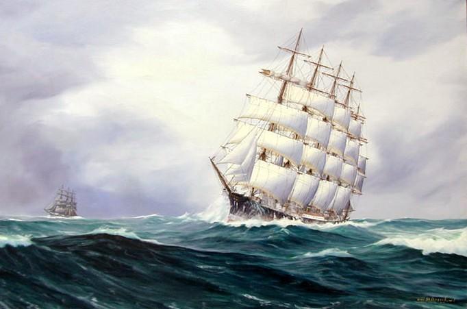 Bedroom Wall Art, Canvas Art, Oil Painting, Canvas Painting, Seascape Painting, Wall Art, Large Painting, Canvas Oil Painting, Canvas Art, Sailing Boat at Sea-Grace Painting Crafts