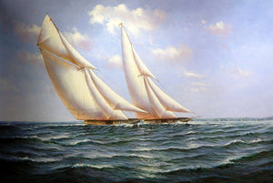 Living Room Wall Art, Canvas Art, Oil Painting, Canvas Painting, Seascape Painting, Wall Art, Large Painting, Canvas Oil Painting, Canvas Art, Sailing Boat at Sea-Grace Painting Crafts