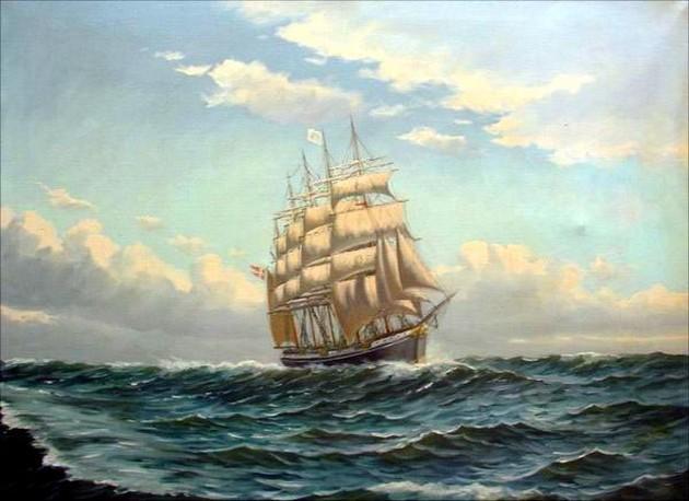 Seascape Painting, Canvas Art, Large Oil Painting, Canvas Painting, Wall Art, Large Painting, Bedroom Wall Art, Canvas Oil Painting, Canvas Art, Boat at Sea-Grace Painting Crafts