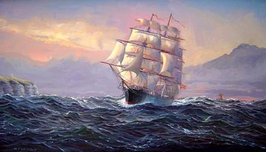 Oil Painting, Big Ship, Canvas Art, Canvas Painting, Seascape Painting, Wall Art, Large Painting, Dining Room Wall Art, Canvas Oil Painting, Canvas Art, Boat at Sea-Grace Painting Crafts