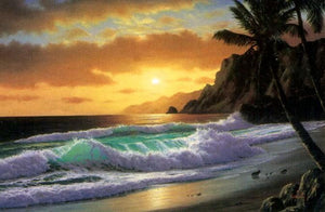 Seashore Painting, Seascape Art, Palm Tree, Sunrise Painting, Hawaii Beach, Large Oil Painting, Hand Painted Oil Painting-Grace Painting Crafts