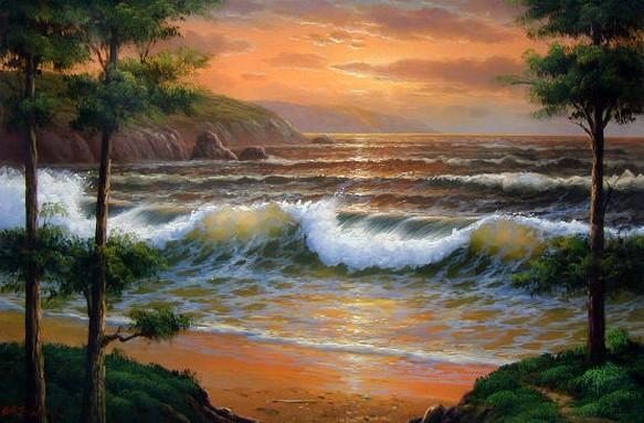 pacific Ocean, Big Wave, Wall Painting, Seascape Art, Canvas Art, Canvas Painting, Large Wall Art, Large Painting, Canvas Oil Painting, Canvas Art-Grace Painting Crafts