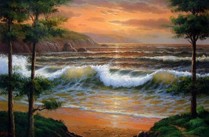 pacific Ocean, Big Wave, Wall Painting, Seascape Art, Canvas Art, Canvas Painting, Large Wall Art, Large Painting, Canvas Oil Painting, Canvas Art-Grace Painting Crafts