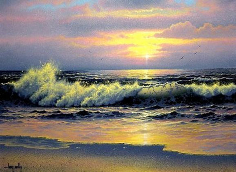 Pacific Ocean, Big Wave, Seascape Art, Sunrise Painting, Canvas Art, Canvas Painting, Large Wall Art, Large Painting, Canvas Oil Painting, Canvas Art-Grace Painting Crafts