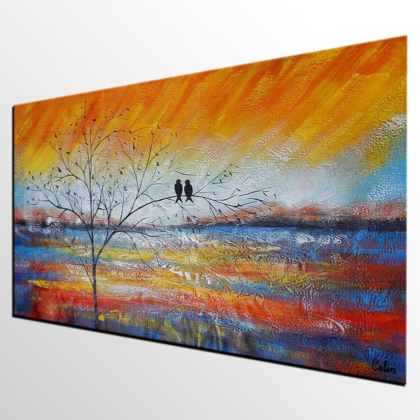 Acrylic Abstract Painting, Love Birds Painting, Living Room Wall Art Paintings, Custom Original Paintings, Acrylic Painting for Sale-Grace Painting Crafts