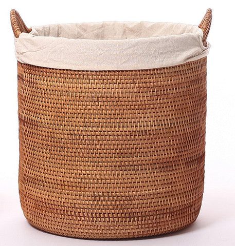 Large Storage Baskets for Bathroom, Round Storage Baskets with Handle, Rattan Storage Baskets, Laundry Storage Baskets, Storage Baskets for Clothes-Grace Painting Crafts