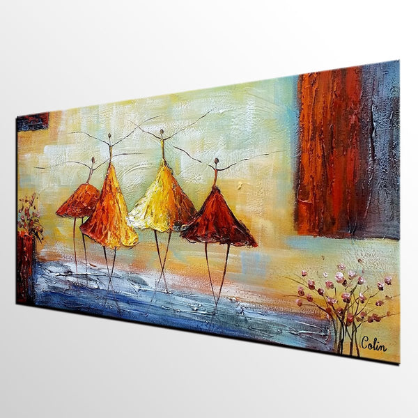 Abstract Modern Painting, Ballet Dancer Painting, Dancing Painting, Heavy Texture Art Paintings, Acrylic Painting for Dining Room,Custom Art-Grace Painting Crafts