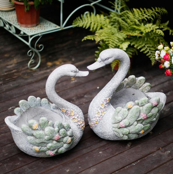 Extra Large Swan Flower Pot, Animal Statue for Garden Ornament, Swan Statues, Villa Courtyard Decor, Outdoor Decoration Ideas, Garden Ideas-Grace Painting Crafts