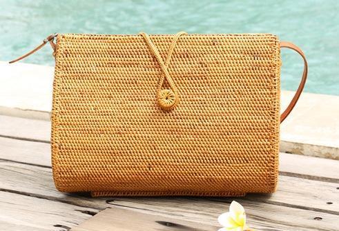 Woven Rattan Handbag, Natural Fiber Handbag, Small Rustic Handbag, Handmade Rattan Handbag for Outdoors-Grace Painting Crafts