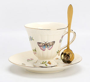 Elegant Bone China Porcelain Tea Cup Set, Beautiful British Tea Cups, Traditional English Tea Cups and Saucers, Unique Ceramic Coffee Cups-Grace Painting Crafts