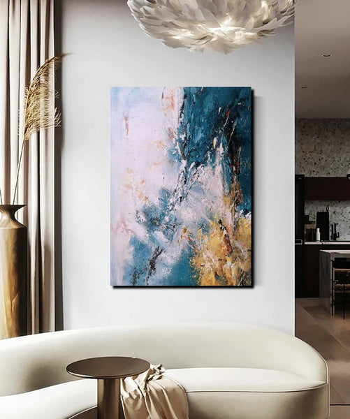 Modern Paintings for Living Room, Simple Modern Art, Blue Abstract Canvas Painting, Contemporary Acrylic Paintings, Large Wall Art Paintings-Grace Painting Crafts