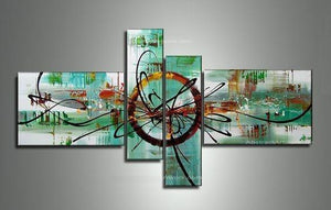 Abstract Oil Painting, Modern Canvas Painting, 4 Piece Canvas Art, Living Room Canvas Wall Art, Simple Modern Art, Large Painting on Canvas-Grace Painting Crafts
