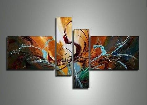 Modern Canvas Painting for Living Room, Abstract Painting on Canvas, 4 Piece Canvas Art, Abstract Acryli Wall Art Paintings, Contemporary Wall Art Ideas-Grace Painting Crafts