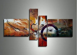 Large Canvas Painting, Abstract Acrylic Painting, Modern Canvas Art Paintings, 4 Piece Abstract Art, Dining Room Wall Art Paintings-Grace Painting Crafts