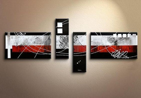 Modern Canvas Art Paintings, Large Abstract Painting for Living Room, Oil Painting on Canvas, Black and Red Canvas Painting, Modern Painting for Sale-Grace Painting Crafts