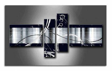 Huge Art, Black and White Large Canvas Art, Abstract Art, 4 Piece Canvas Art, Abstract Painting, Contemporary Wall Art-Grace Painting Crafts
