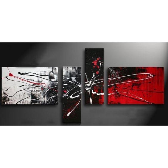 Modern Abstract Paintings, Black and Red Canvas Wall Art, Abstract Painting for Sale, Modern Wall Art Paintings for Living Room-Grace Painting Crafts