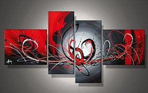 Simple Abstract Painting, Modern Abstract Paintings, Black and Red Wall Art Paintings, Living Room Canvas Painting, Buy Art Online-Grace Painting Crafts