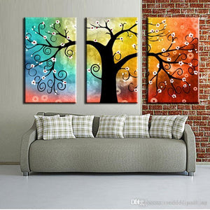 3 Piece Canvas Painting, Tree of Life Painting, Hand Painted Wall Art, Acrylic Painting for Bedroom, Group Paintings for Sale-Grace Painting Crafts