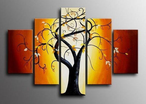 Abstract Canvas Painting, Extra Large Wall Art Paintings for Living Room, 5 Piece Canvas Paintings, Tree of Life Painting, Buy Paintings Online-Grace Painting Crafts