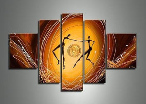 Extra Large Paintings for Living Room, 5 Piece Canvas Art, Buy Abstract Paintings, Abstract Figure Painting, Large Acrylic Paintings on Canvas-Grace Painting Crafts