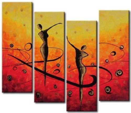 Ready to Hang Painting, Abstract Modern Art, Bedroom Wall Paintings, Abstract Figure Art, Abstract Painting on Canvas, 4 Piece Wall Art Ideas-Grace Painting Crafts