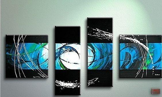 Modern Art, Living Room Wall Decor, 4 Piece Canvas Painting, Abstract Wall Art, Extra Large Art, Art on Canvas-Grace Painting Crafts