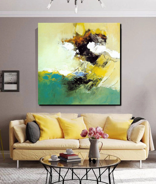 Acrylic Painting for Bedroom, Modern Canvas Painting, Contemporary Artwork, Green Abstract Acrylic Paintings, Hand Painted Canvas Art-Grace Painting Crafts