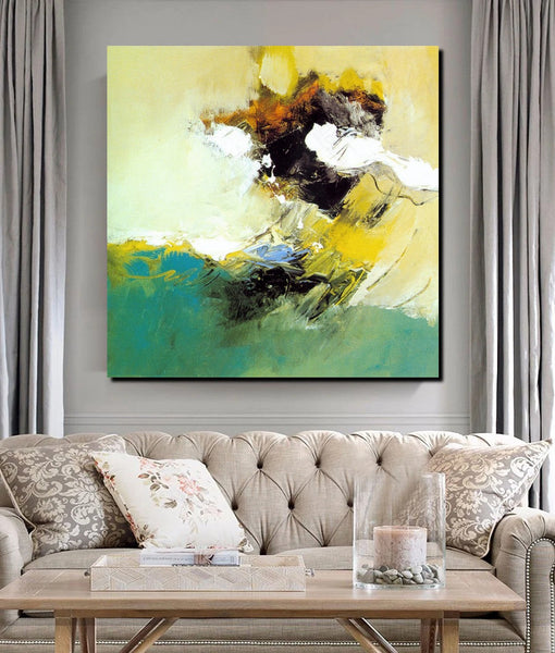 Acrylic Painting for Bedroom, Modern Canvas Painting, Contemporary Artwork, Green Abstract Acrylic Paintings, Hand Painted Canvas Art-Grace Painting Crafts