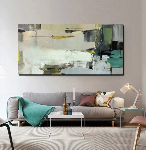 Acrylic Abstract Painting Behind Sofa, Large Painting on Canvas, Living Room Wall Art Paintings, Buy Paintings Online, Acrylic Painting for Sale-Grace Painting Crafts