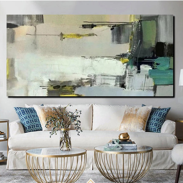 Acrylic Abstract Painting Behind Sofa, Large Painting on Canvas, Living Room Wall Art Paintings, Buy Paintings Online, Acrylic Painting for Sale-Grace Painting Crafts