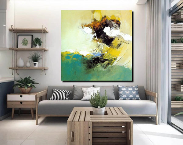 Acrylic Painting for Bedroom, Modern Canvas Painting, Contemporary Artwork, Green Abstract Acrylic Paintings, Hand Painted Canvas Art-Grace Painting Crafts