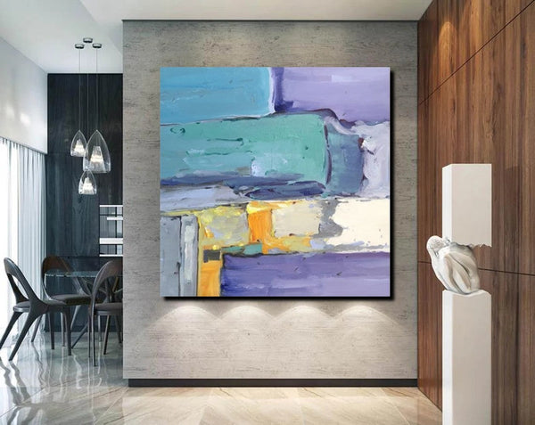 Canvas Painting for Living Room, Simple Modern Paintings, Blue Abstract Modern Paintings, Acrylic Painting on Canvas, Hand Painted Canvas Art-Grace Painting Crafts