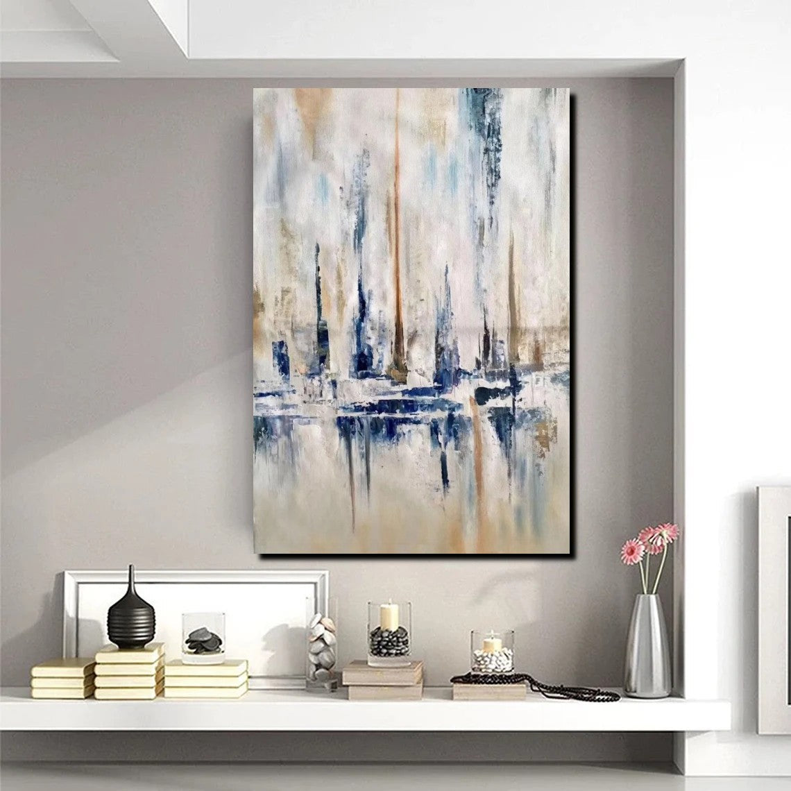 Abstract Sail Boat Painting, Large Wall Art for Living Room, Acrylic Canvas Paintings, Modern Wall Art Paintings, Contemporary Painting-Grace Painting Crafts