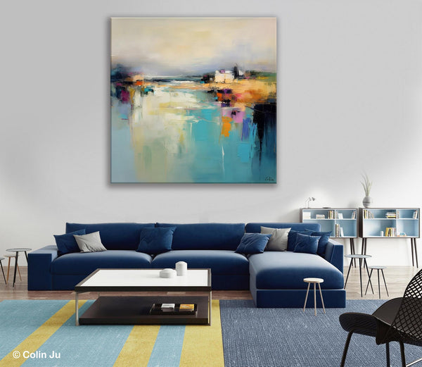 Abstract Landscape Painting on Canvas, Extra Large Original Artwork, Large Paintings for Bedroom, Oversized Contemporary Wall Art Paintings-Grace Painting Crafts
