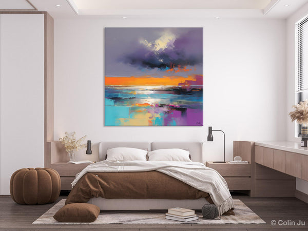 Huge Painting for Living Room, Original Landscape Canvas Art, Contemporary Oil Painting on Canvas, Oversized Landscape Wall Art Paintings-Grace Painting Crafts